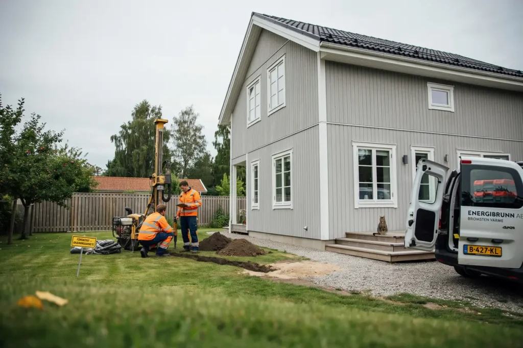 borrning av energibrunn och inkoppling av bergv rme i bromsten sp nga